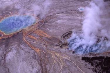 Aerial of Excelsior Geyser Crater
