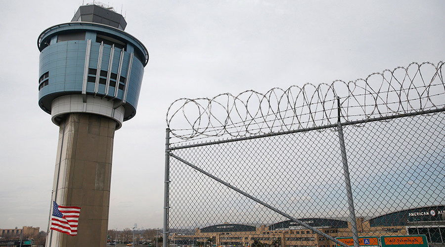 Click to enlarge An air traffic control tower at the central terminal of LaGuardia Airport