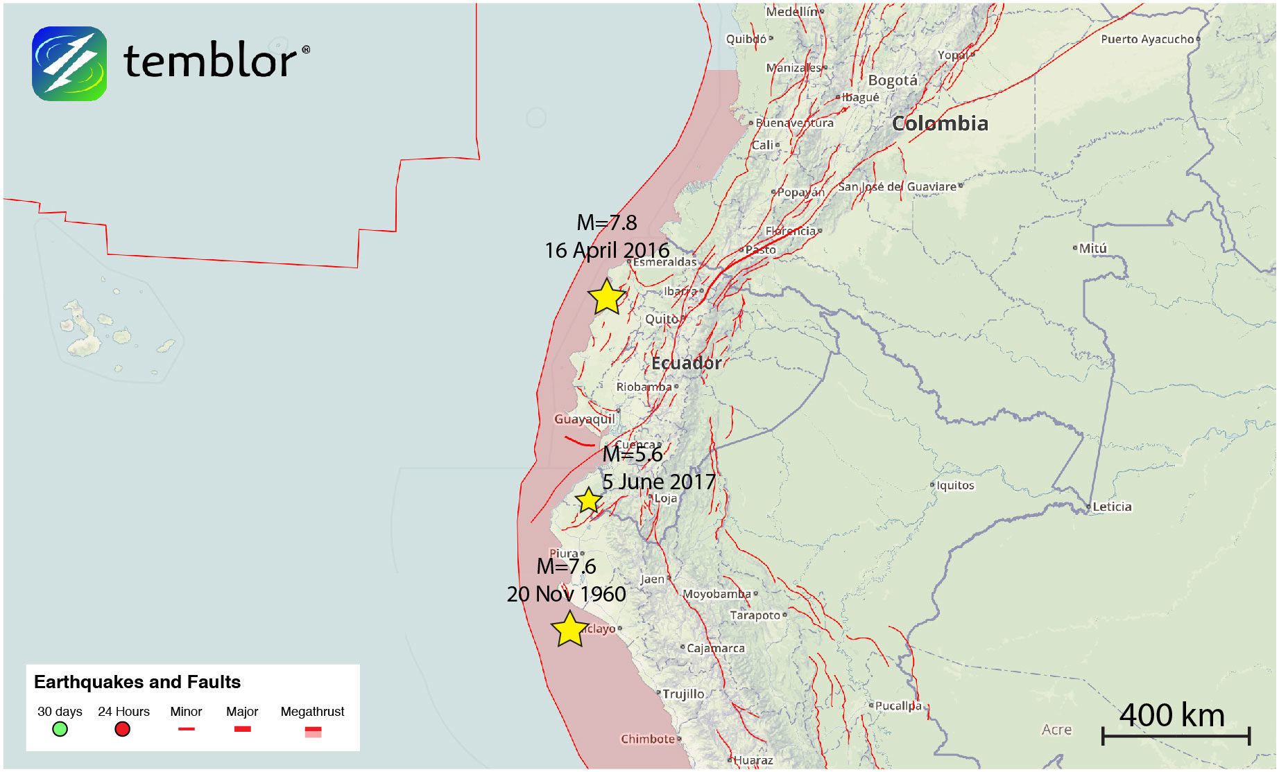 Click to enlarge temblor map of ecuador