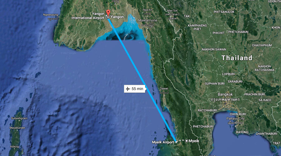 Click to enlarge Mayanmar missing plane flight path