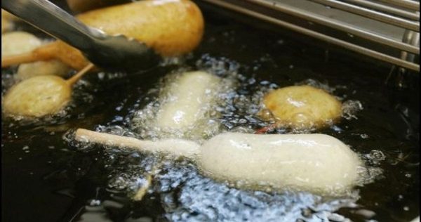Click to enlarge frying corn dogs