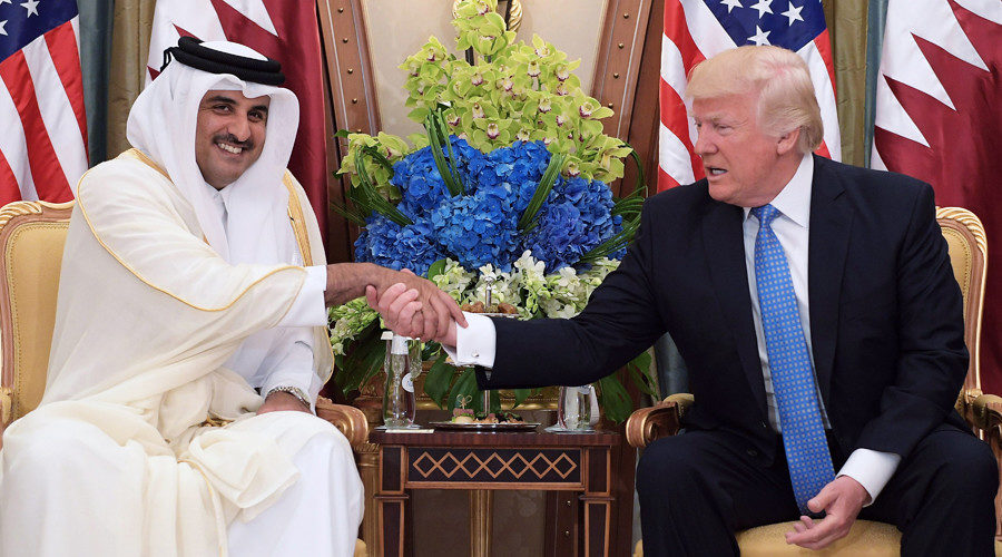 Click to enlarge Sheikh Tamim bin Hamad Al Thani and Donald Trump