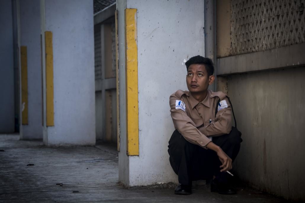 Myanmar man smoking