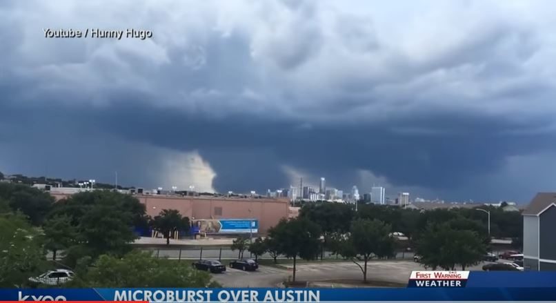 Click to enlarge microburst over Austin, Texas
