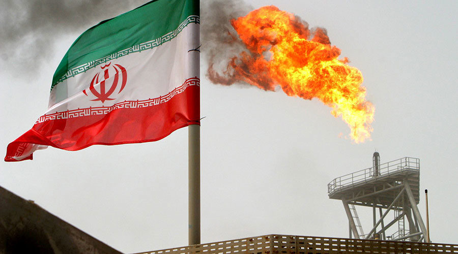Click to enlarge Iran flag as gas facility