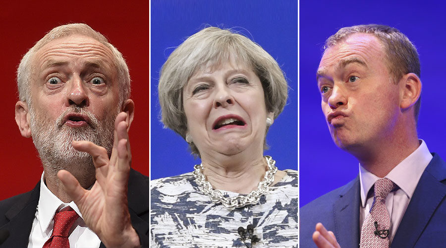 Jeremy Corbyn, Theresa May, Tim Farron