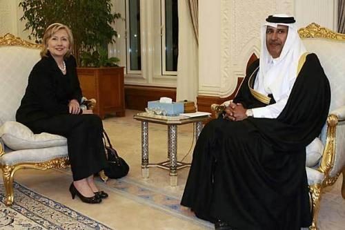 SecState Hillary Clinton, left, meets the Prime Minister of Qatar Sheik Hamad bin Jassim bin Jabor Al Thani