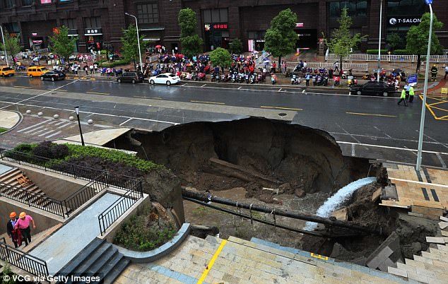 No one was hurt in the accident, and the cause of the sinkhole is still being investigated 