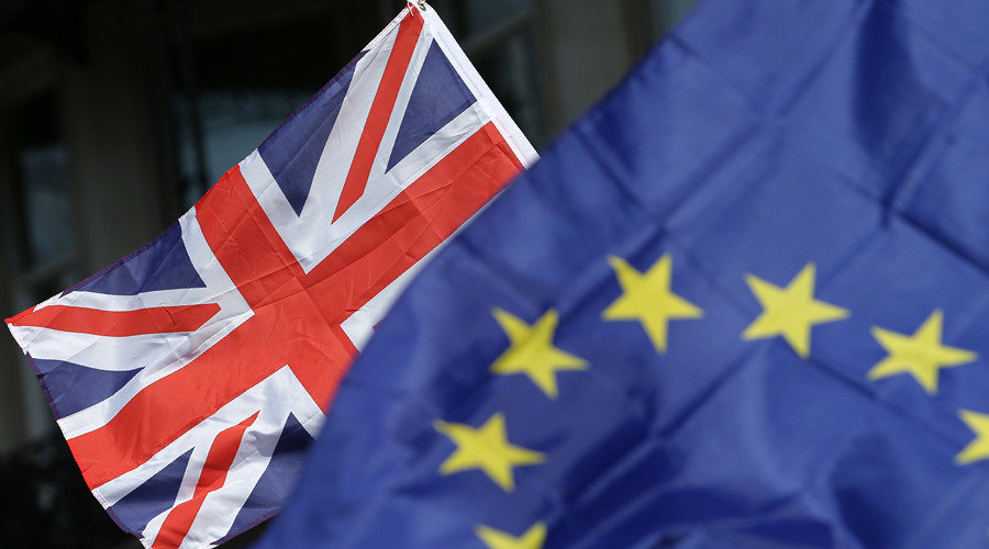 Click to enlarge British and EU flags