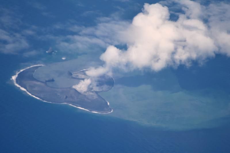 Bogoslof Island, June 11, 2017. Photo taken from an Alaska Airlines jet enroute to Adak 
