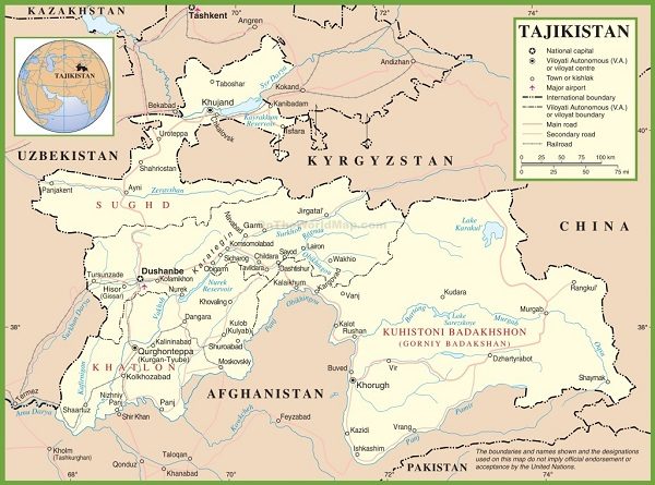 Tajikistan map