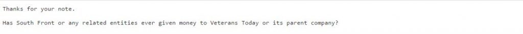 Click to enlarge 2nd question from Politico to South Front