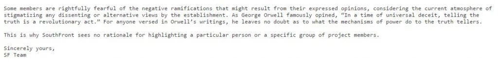 Click to enlarge South Front answer to Politico