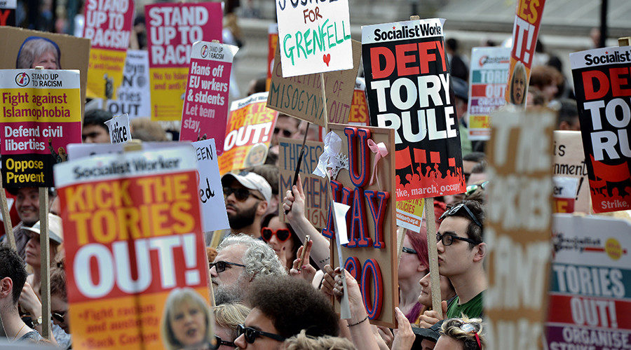 London protest Tory alignment DUP