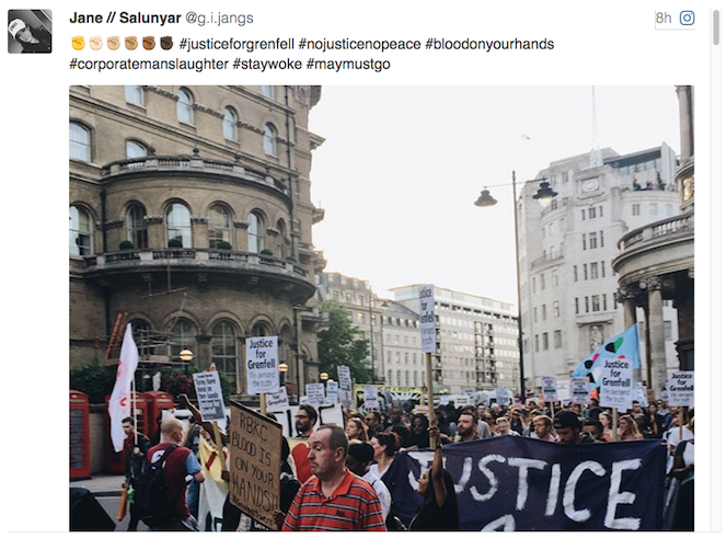 Click to enlarge London protests Grenfell Tory alignment DUP