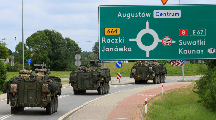 A US military convoy heading towards Suwalki, Poland