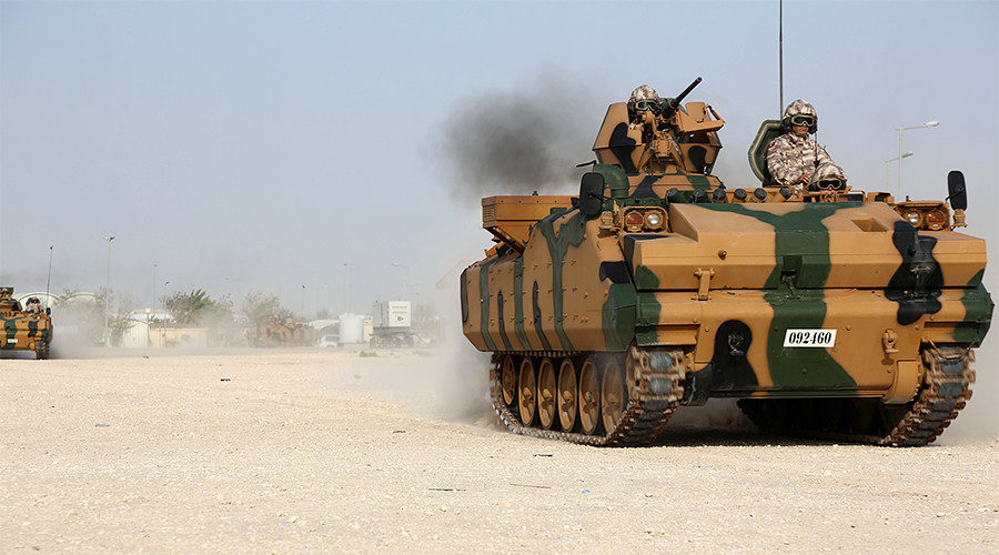 Click to enlarge Turkish APC drives at their military base in Doha, Qatar