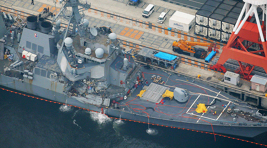Click to enlarge Guided-missile destroyer USS Fitzgerald at the US naval base in Yokosuka