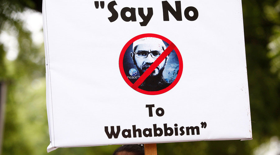 Say no to wahabbism protest sign