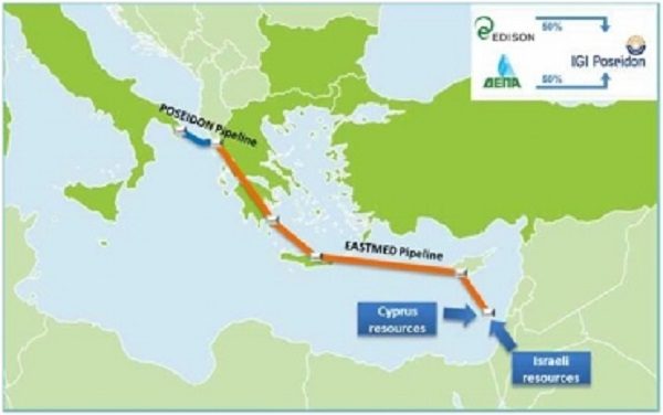 Israel-Europe gas pipeline map