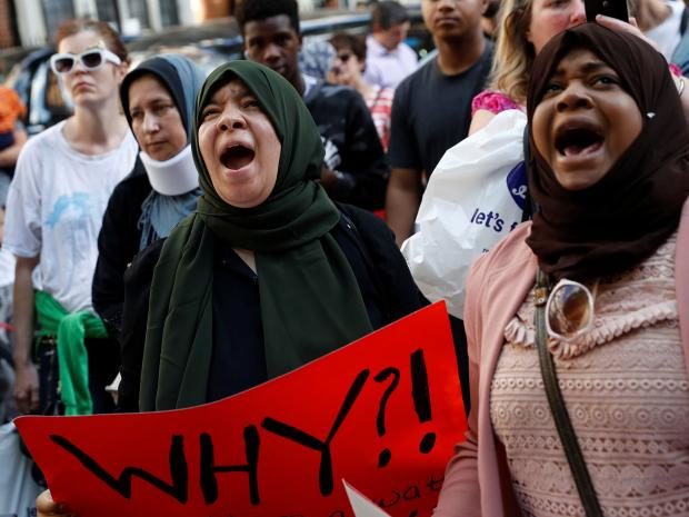 Click to enlarge Grenfell fire protestors