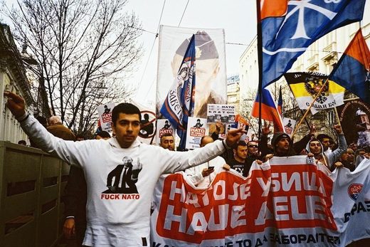 Click to enlarge Serbians protest against SOFA