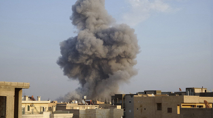 Click to enlarge U.S.-led air strike Raqqa