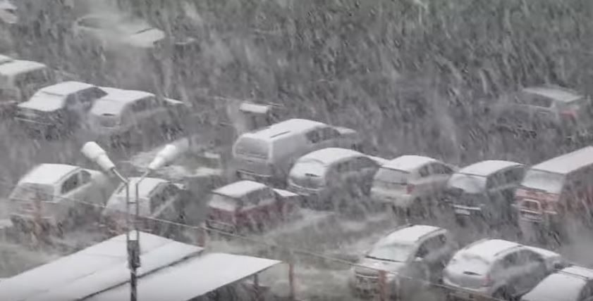 Summer snow in Murmansk, Russia on 20th June 2017.