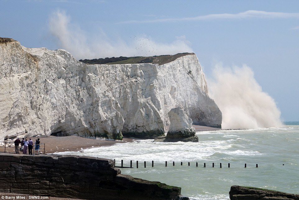 Click to enlarge The cliffs at Seaford Head in East Sussex have now been hit by three unexpected collapses in just two days