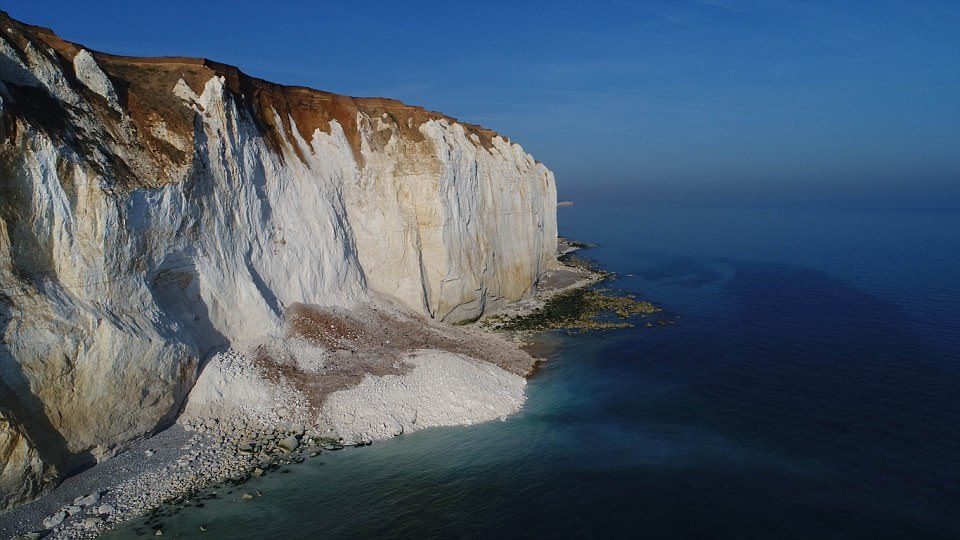 Large parts of Seaford Head around Splash Point, where the slide occurred, were roped off after cracks appeared on Wednesday