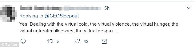 Click to enlarge ceo sleepout tweet