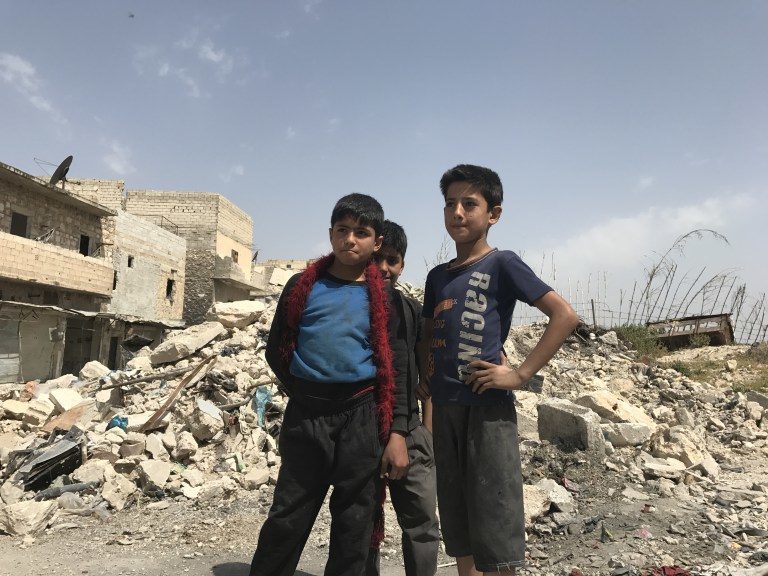 Click to enlarge Children from East Aleppo who lived for five years under extremist/terrorist occupation, now back at school