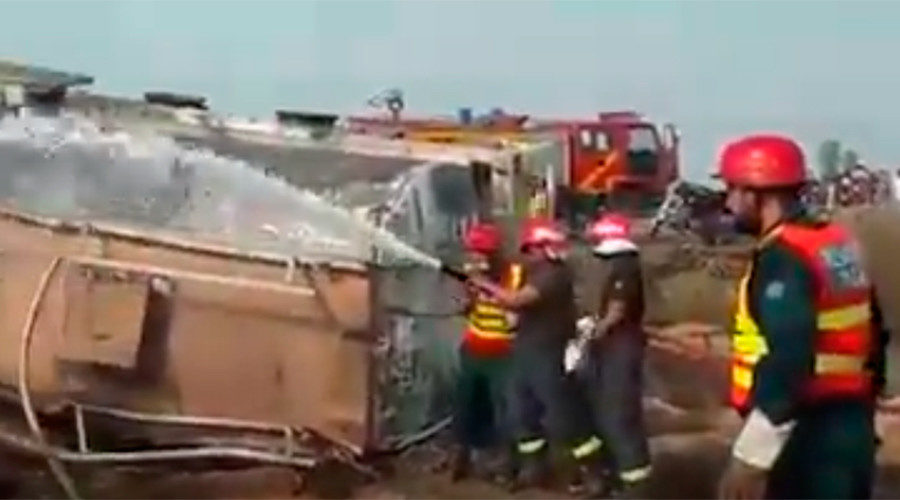 Oil tanker flips
