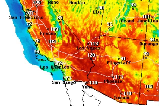 Click to enlarge U.S. Southwest heat wave
