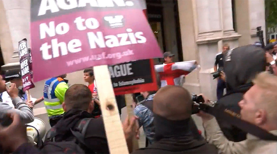 Far-right and anti-fascist protesters clash in London