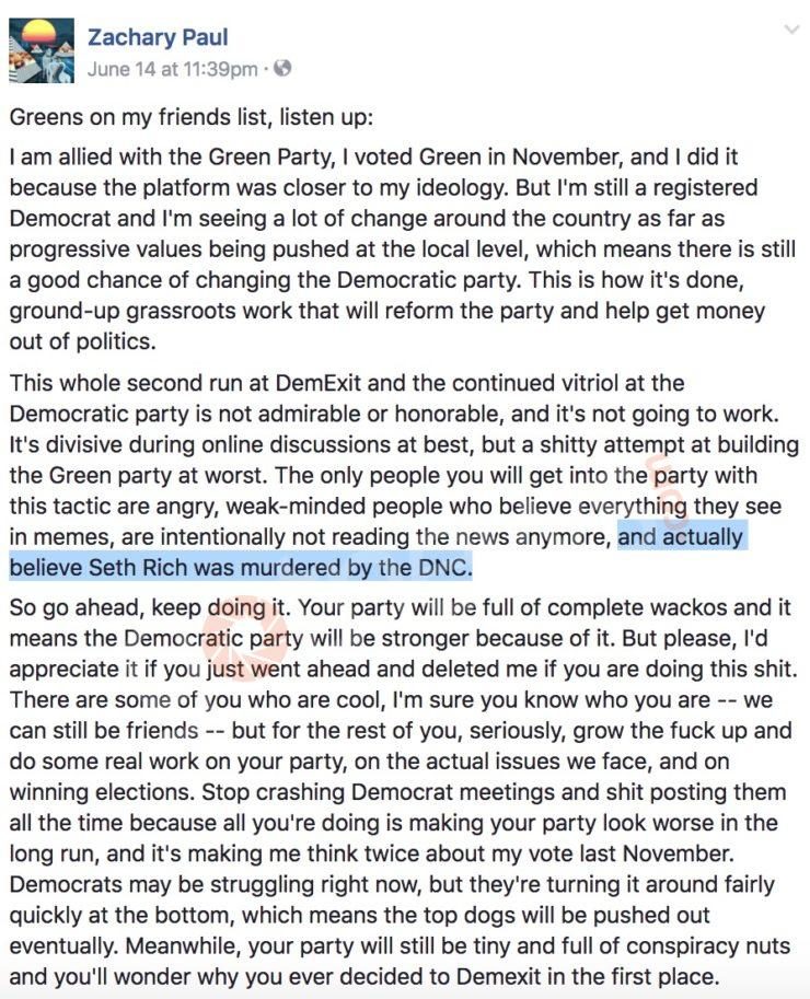 Click to enlarge Zachary Paul facebook post screenshot