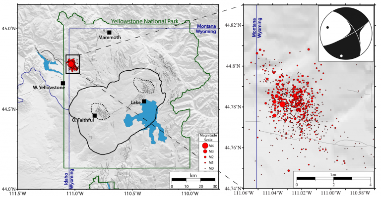 Click to enlarge Yellowstone earthquake map June 2017