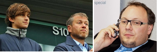 Left: Ilya and Roman Abramovich. Right: Dmitrij Harder