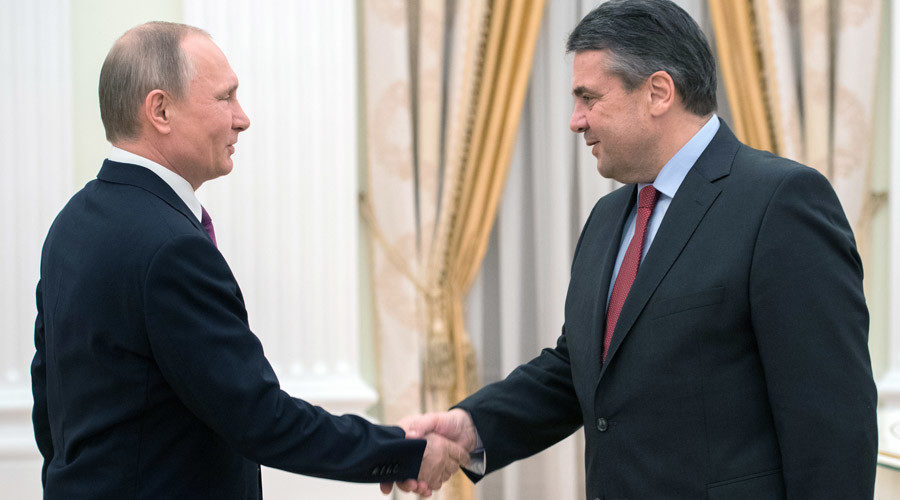 Click to enlarge Russian President Vladimir Putin meets with German Minister for Foreign Affairs Sigmar Gabriel