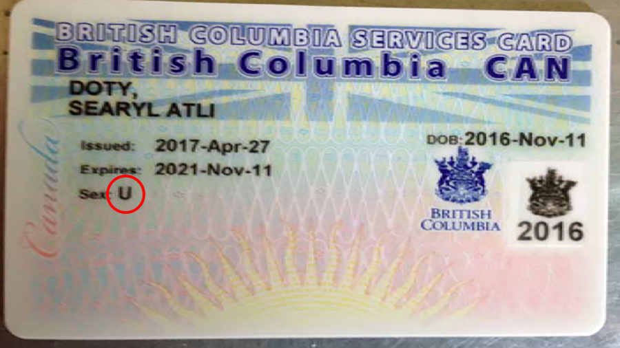 Click to enlarge gender neutral health card Canada