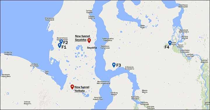 Yamal crater map