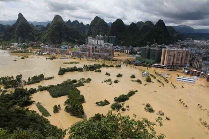A general view shows a flooded area in Liuzhou, Guangxi province, China, July 2, 2017.