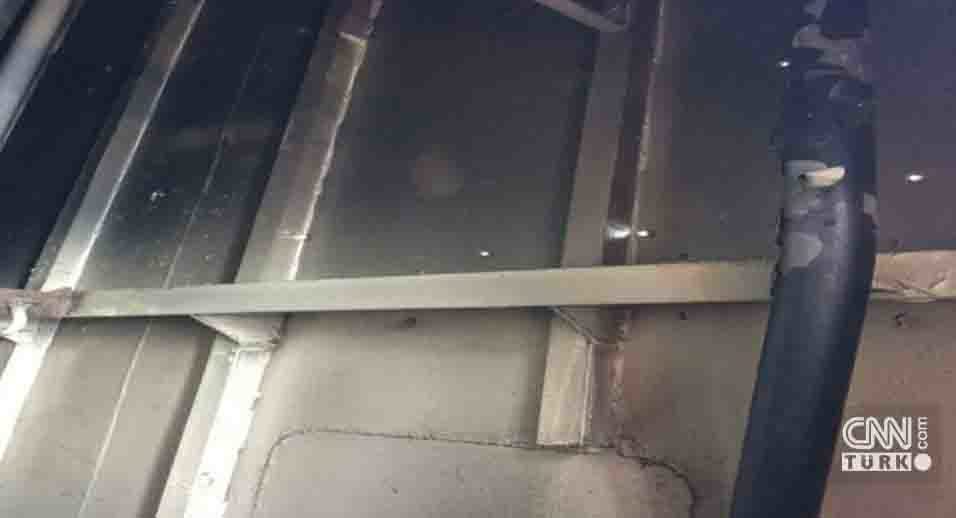 Bullet holes in Turkish flagged M / V ACT named freighter