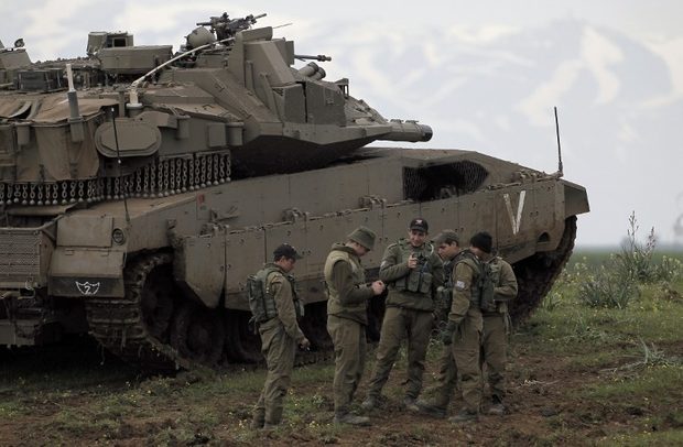 Israeli soldiers with tank