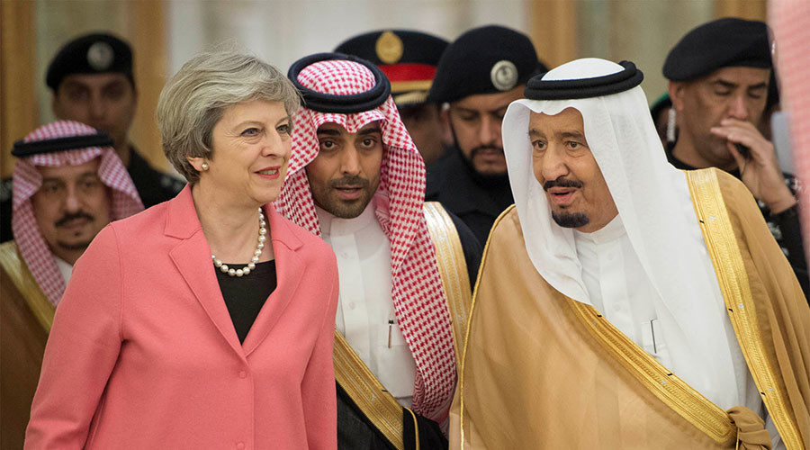 Theresa May and Saudi Arabia's King Salman bin Abdulaziz Al Saud