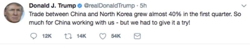 trump tweet north korea