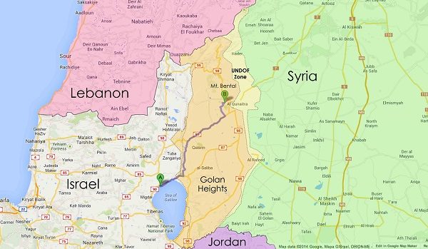 map of Golan Heights