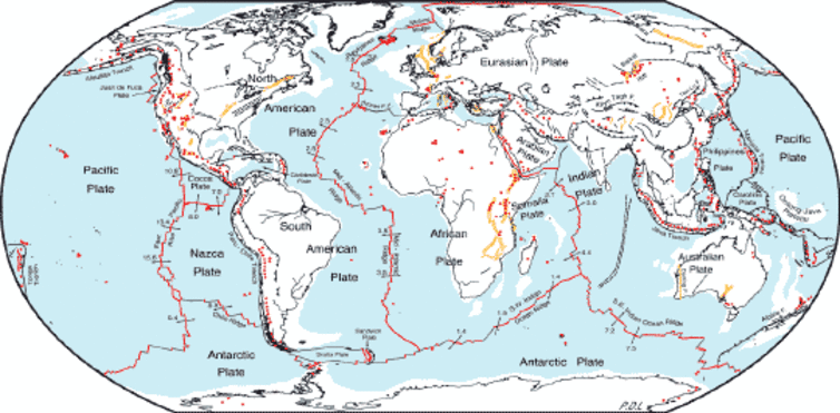 Click to enlarge Plate tectonic boundaries