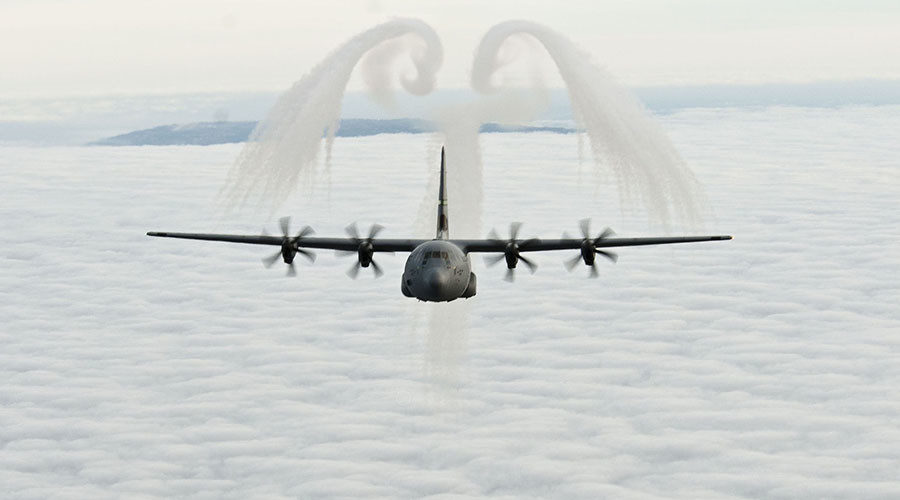 Click to enlarge Marine Corps KC-130 transport aircraft