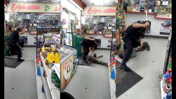 cop beats woman